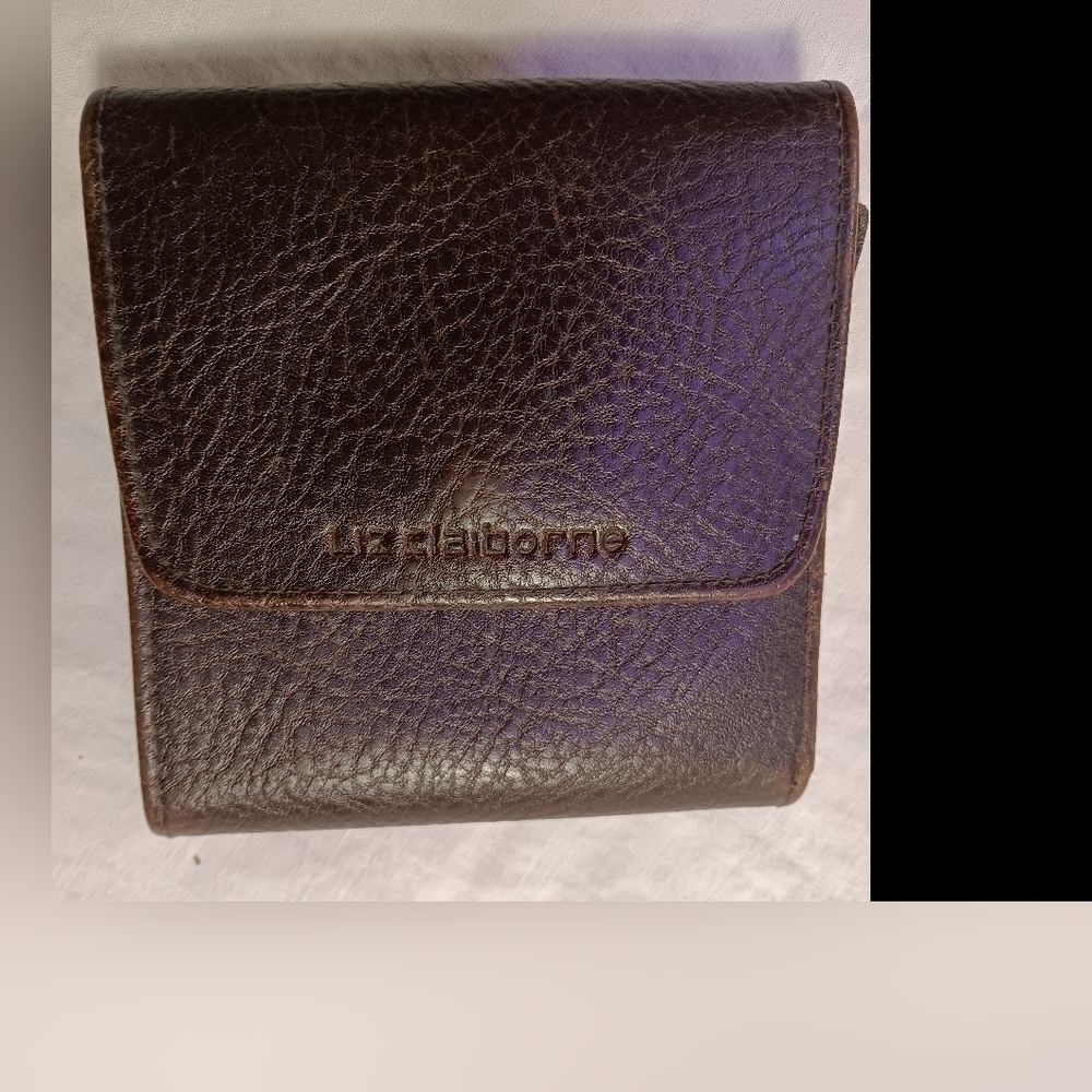 Liz Claiborne tri fold leather brown billfold